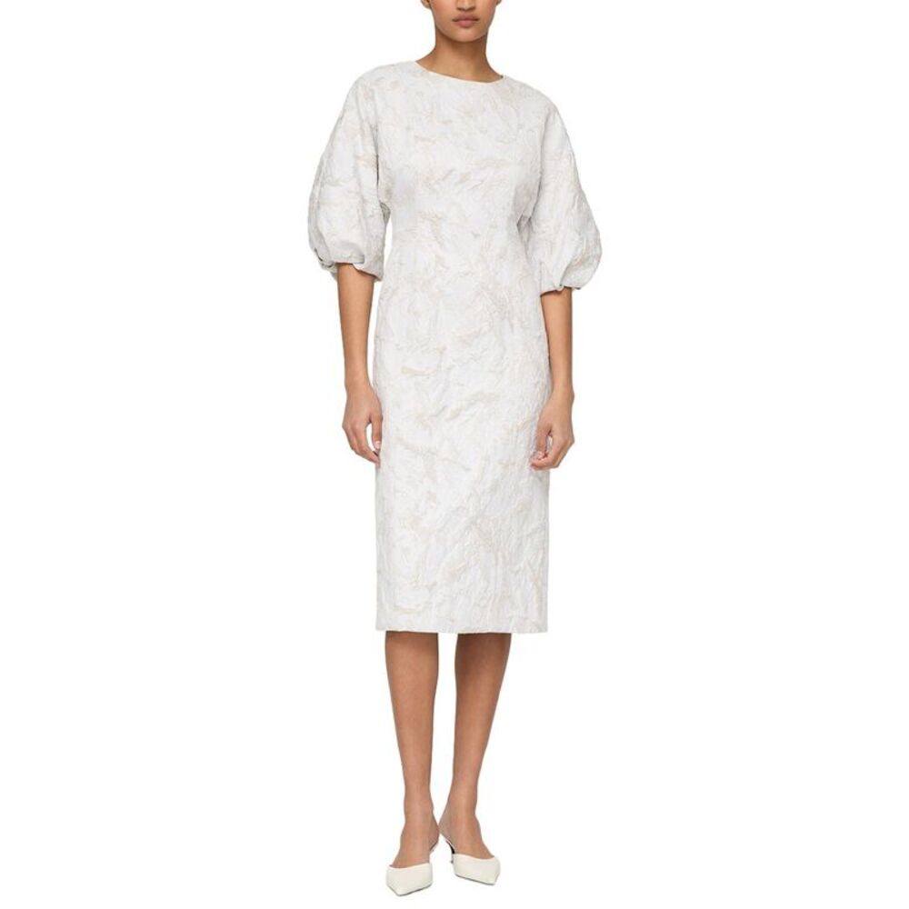Lafayette 148 New York Womens Short Balloon Sleeve Silk-Blend Dress